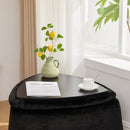 Upholstered 2-Piece Storage Ottoman Set with Metal Legs, Faux Fur, Black, 29.9' Wide