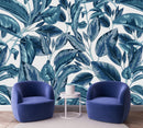 Modish Dark Blue Leaves Wallpaper Chic