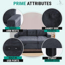 Gray Microfiber L Shape Sleeper Sofa With USB Ports Storage