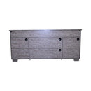 65.3' TV Stand with LED light strips and Iron mesh barn door Y decorative strip country grey farmhouse style