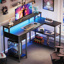 47 Inch L Shaped Desk With LED Lighting And Power Outlets