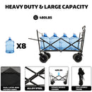 480Lbs Collapsible Wagon with Canopy,Wagon Stroller with 7' All-Terrain Wheels, Lightweight Foldable Wagon, Large Capacity for Camping, Shopping, Sports, and Garden Use, purple