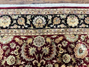 Indian Agra Rug 10x14, Traditional Oriental Carpet, Room Sized Wool Area Rug, Floral, Maroon