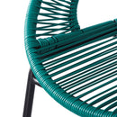 Ferrara Outdoor Patio Teal Faux Wicker Barstool Set, Durable PE Material, Ergonomic Design, Teal Wicker with Black Frame