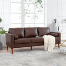 Small Sofa Couch 76.97 in . Brown 3 Seat Comfy Couches for Living Room, Mid Century Modern Couch with iron wood structure, Soft Cushion Sofa for Home/Office/Apartment