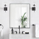 24X32 Inch Black Aluminum Frame Wall Mirror For Bathroom Vanity Horizontal Or Vertical Mount