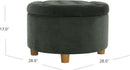 Handcrafted Loden Green Velvet Storage Ottoman 28In