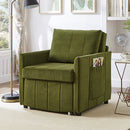 Upholstered Convertible Sleeper Sofa with Adjustable Backrest, Side Pockets, Storage Basket, Green Chenille, 31.5'