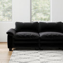 Living Room Furniture Luxury Sectional Sofa Couch with Ottoman Soft Velvet Upholstered Sofa Black