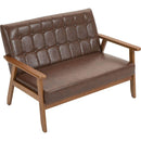 Mid-Century Modern Solid Loveseat Sofa Upholstered Pu Leather Loveseat, 2-Seat Upholstered Loveseat Sofa Modern Couch