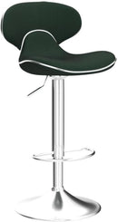 Green Velvet Upholstered Adjustable Swivel Bar Stools Set 2