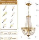 Antique Brass Crystal Chandelier Four Light Pendant