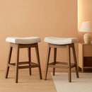 Bar Stools Set Of 2, 24 Inch Antique White Leather