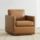 Swivel Accent Chair FauxLeather SaddleBrown Armchair LivingRoom