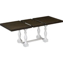 Traditional 6-Piece 78inch Trestle Extendable Dining Table Set with One 18inch Removable Leaf, Padded Dining Chairs and Bench,Distressed White