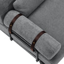 Modern Loveseat Sofa 59' Sofa Couch 2-Seater with USB Ports, Unique Cylindrical Armrests, Grey Chenille