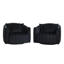 40.35'W Upholstered Oversized 360° Swivel Accent Barrel Chair and Half Cozy Sofa with 3 Pillows, Velvet Channel Tufted Pumpkin-Shape Club Armchair for Living Room, Bedroom, Office, Lounge, Black