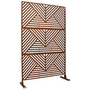 PS101 Rusty Outdoor & Indoor Freestanding Metal Privacy Screen, 76' H x 48' W, Decorative Privacy Fence Panels for Deck, Balcony, Patio