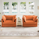 Set of 2 Slipcovered Armchairs,Deep Seat Accent Chair Set for Living Room, Reading Room, Bedroom and Working Spaces,Armchair Sets with Large Soft Pillows,Chenille Fabric,Orange