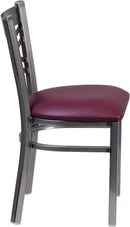Two Pack Hercules Burgundy Vinyl X Back Metal Dining Chairs For Restaurant Bar And Home Use