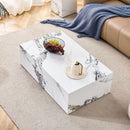 Modern MDF Coffee Table with Marble Pattern - 39.37x23.62x11.81 inches - Stylish and Durable Design