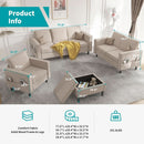 Beige Sectional Sofa Set With Movable Storage Ottoman