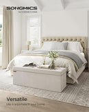 Cream White Storage Ottoman Bench Foldable 15x43x15