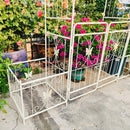 Metal Garden Arch with Gate 79.5'' Wide x 86.6'' High Climbing Plants Support Rose Arch Outdoor Cream White