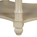Vintage Oval Coffee Table with Drawer and Storage Shelf, Antique Cocktail Table in 45', French Country Accent Table for Living Room,Beige and Espresso