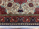 Wonderful Sino Persian Rug 6x10 with Animal Pictorial Motifs, Cream Dark Red Navy Blue, Birds Gazelles, Two Medallions, Top Quality Handmade