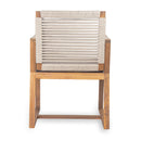 Acacia Wood Outdoor Dining Chairs Set of 2 with Rope Design Back and Arms, Washable Cushion, Light Brown