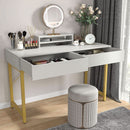 White Home Office Desk With Drawer And Monitor Stand