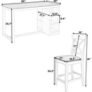 TOPMAX 60'Lx30'W Solid Wood Farmhouse Counter Height Dining Table Set with 3-Tier Storage Shelves, Upholstered Dining Chairs for 4, 5-Piece, White (OLD SKU: SP000041AAK)