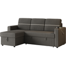 85 Inches Corduroy Sofa Bed, 3 Seater Sleeper Sofa with Storage Chaise, Square Handrail With Two Cup-holder And USB Charge Port, Pull Out Couch for Living Room