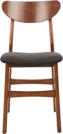 Walnut Finish Dining Chairs With Black Cushions Set Of 2