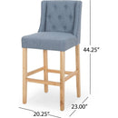 Vienna Contemporary Fabric Tufted Wingback 31 Inch Counter Stools, Set of 2, Light Blue and Natural