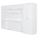 Full Size Murphy Bed Wall Bed with Closet , Drawers and Shelves, White