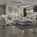 Vendome II - Chair With 2 Pillows - Two Tone Ivory Fabric & Antique Pearl