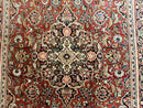 Persian Kashan Rug 4x7, Red, Floral Medallion, Vintage, Wool