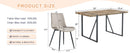 Table and chair set.A minimalist retro rectangular dining table with a textured top and black metal legs.Paired With 4 Warm Light Gray Artificial PU Chairs With Curved Widened Cushion Design.