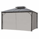 TREXM 10'x12' Hardtop Outdoor Gazebo, Heavy Duty Double Roof Patio Gazebo with Aluminum Frame, Double-Layer Side Walls Mosquito Netting & Privacy Curtains for Patio, Garden, Backyard (Grey)