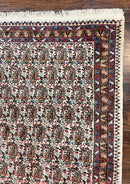 Persian Rug 4x6, Mashad Kashmar Rug, Boteh Paisley Design, Allover Repeated Pattern, Ivory Hand Knotted Vintage Semi Antique Persian Oriental Carpet