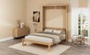 Full Size Solid Wood With Rattan Murphy Bed Cabinet Space-Saving Bed with 2 Side Cabinet Storage Shelves, Perfect for Guest Room, for Bed Room, Guest Room, Home Office, Natural