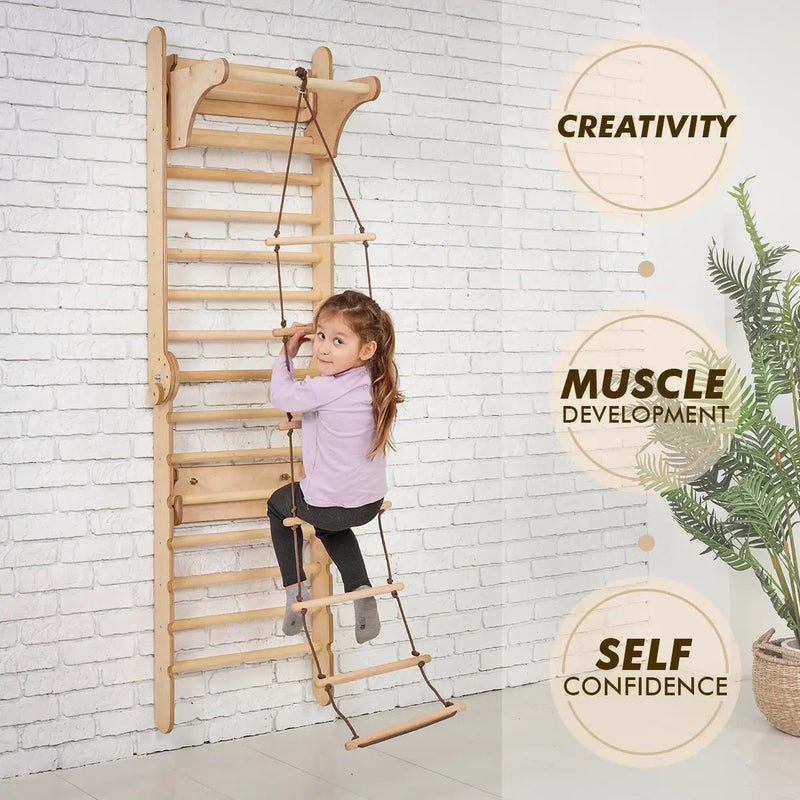 2in1 Wooden Swedish Wall / Climbing ladder for Children + Swing Set, Baby & Kids, Playroom & Indoor Play, Climbers