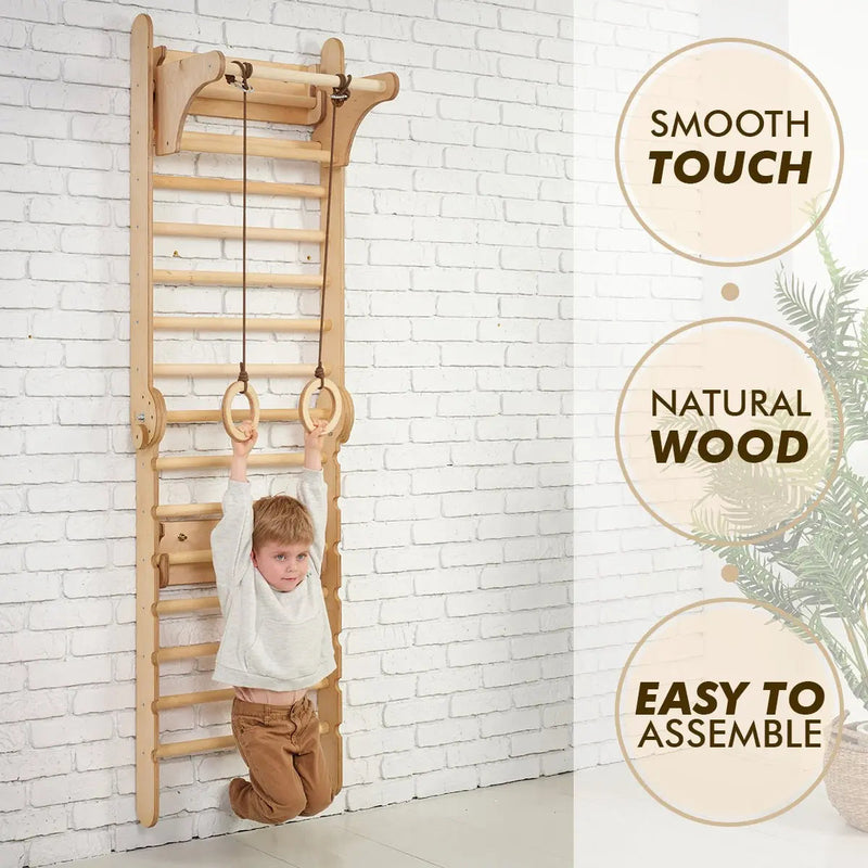 2in1 Wooden Swedish Wall / Climbing ladder for Children + Swing Set, Baby & Kids, Playroom & Indoor Play, Climbers