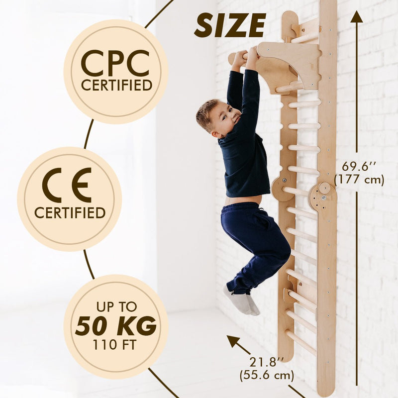 2in1 Wooden Swedish Wall / Climbing ladder for Children + Swing Set, Baby & Kids, Playroom & Indoor Play, Climbers