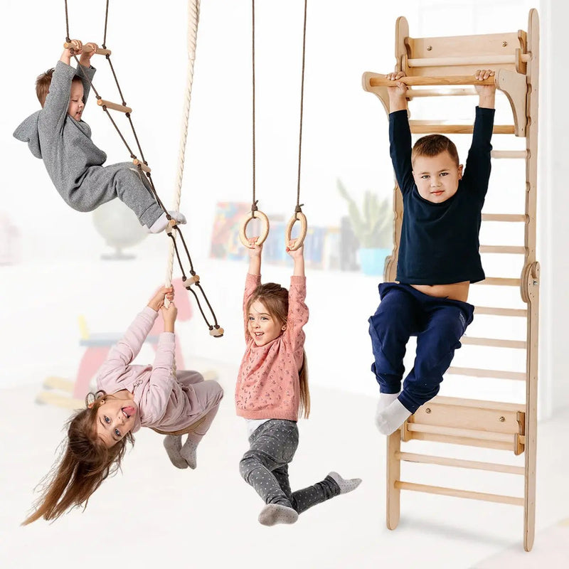 2in1 Wooden Swedish Wall / Climbing ladder for Children + Swing Set, Baby & Kids, Playroom & Indoor Play, Climbers