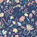 Dark Blue Floral Wallpaper