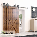 Single Track Bypass Sliding Barn Door Hardware Kit - Spoke Wheel Design Roller