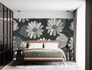 Modish Grey Flowers Wallpaper